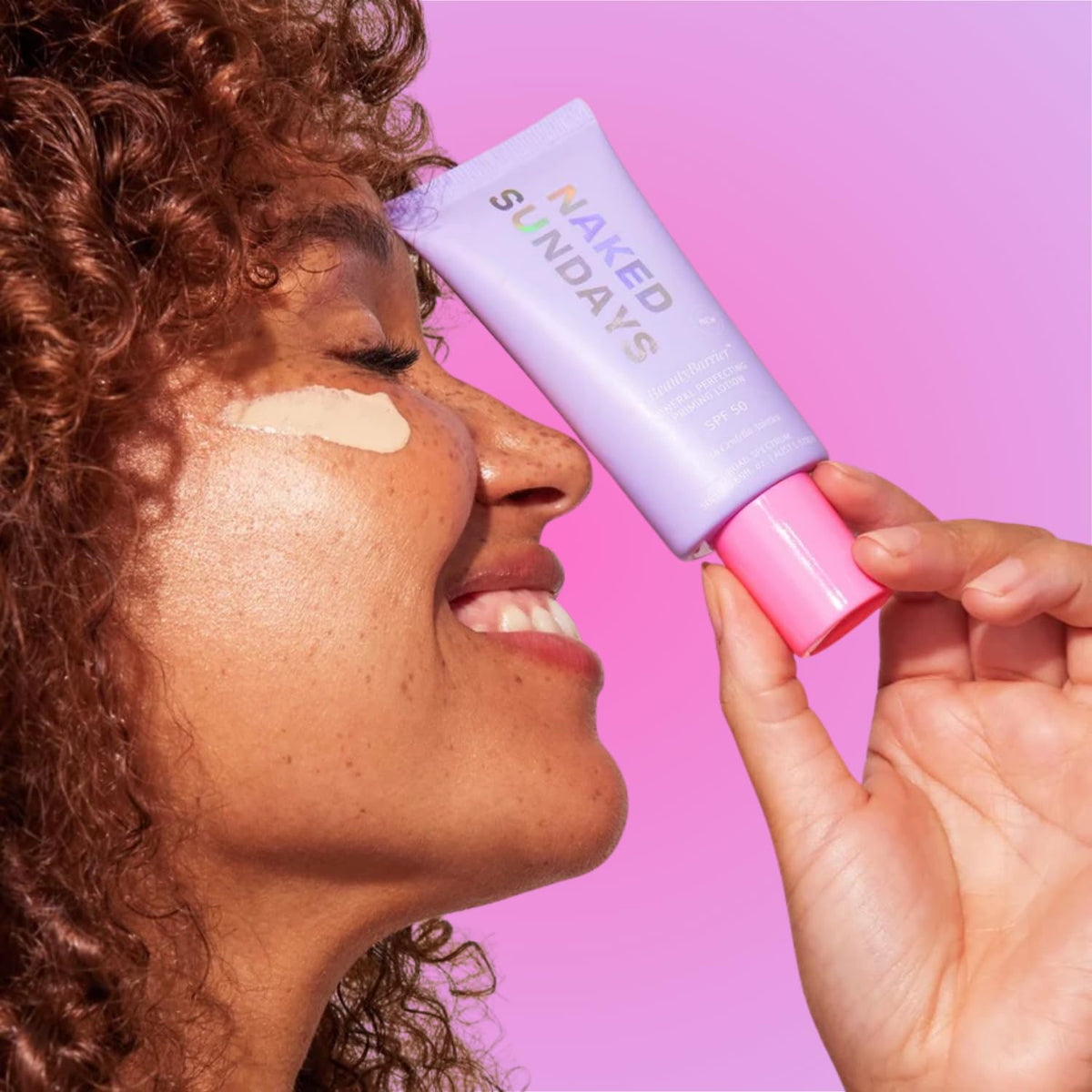 Naked Sundays tube inside makeup bag for travel convenience