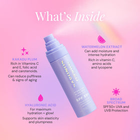 Naked Sundays label ingredients view showing hyaluronic acid and vitamin C benefits