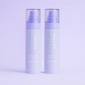Naked Sundays face mist in a beach bag illustrating on-the-go SPF top-up practicality