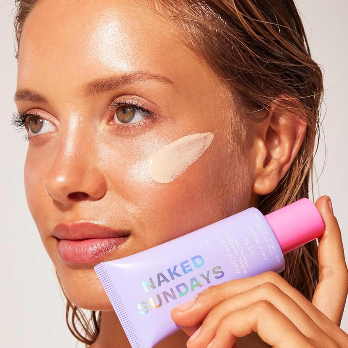 Naked Sundays cap and label detail highlighting zinc oxide
