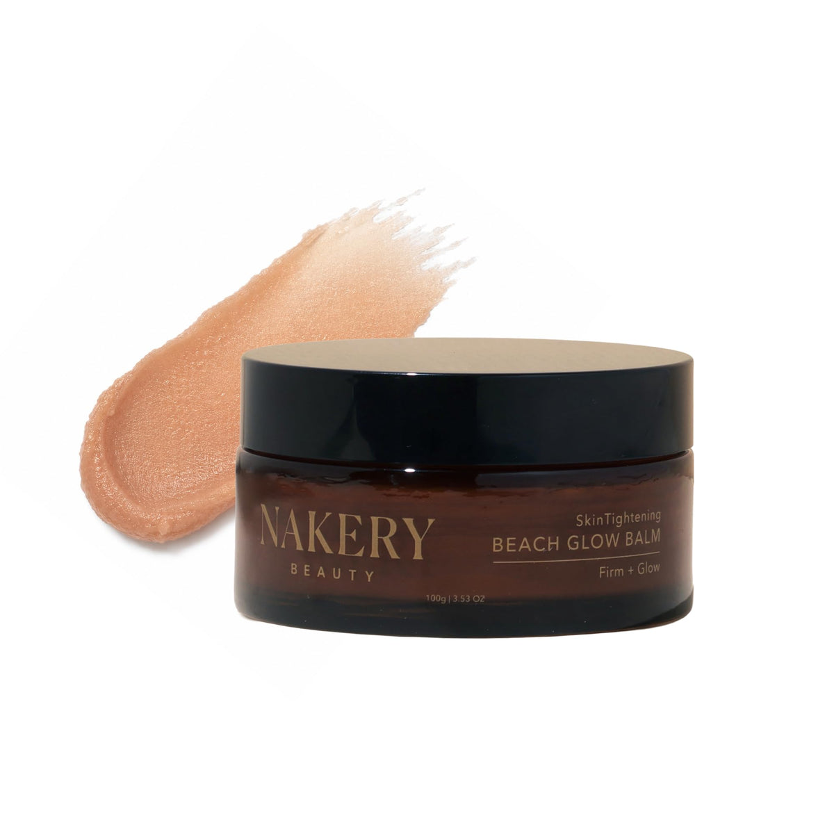 Nakery front jar view showing sleek packaging and instant glow benefit