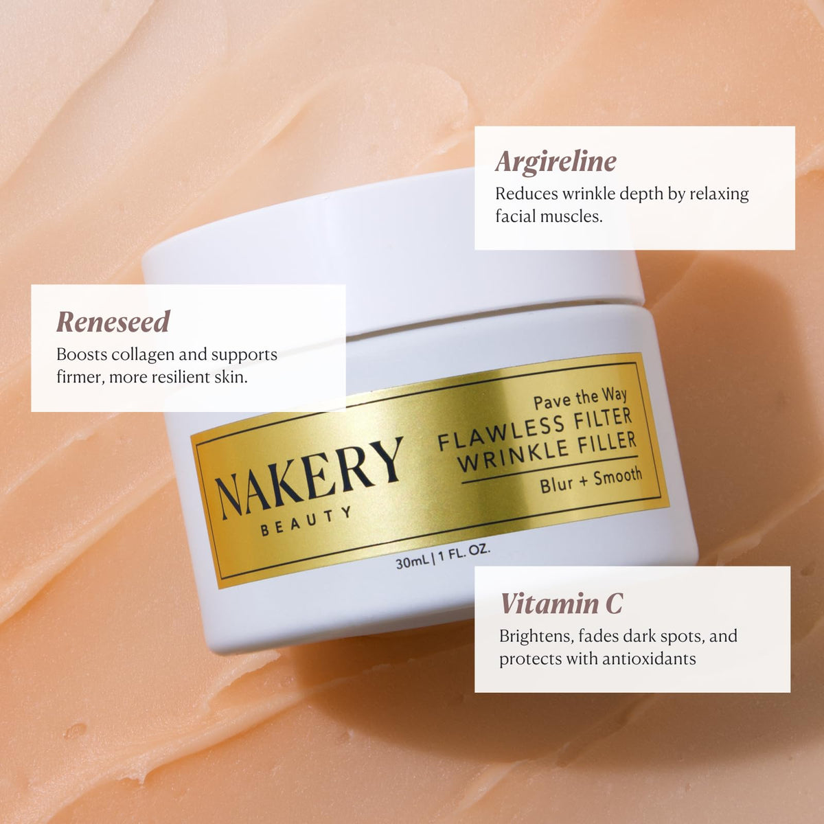Nakery before and after priming showing reduced lines and blurred pores