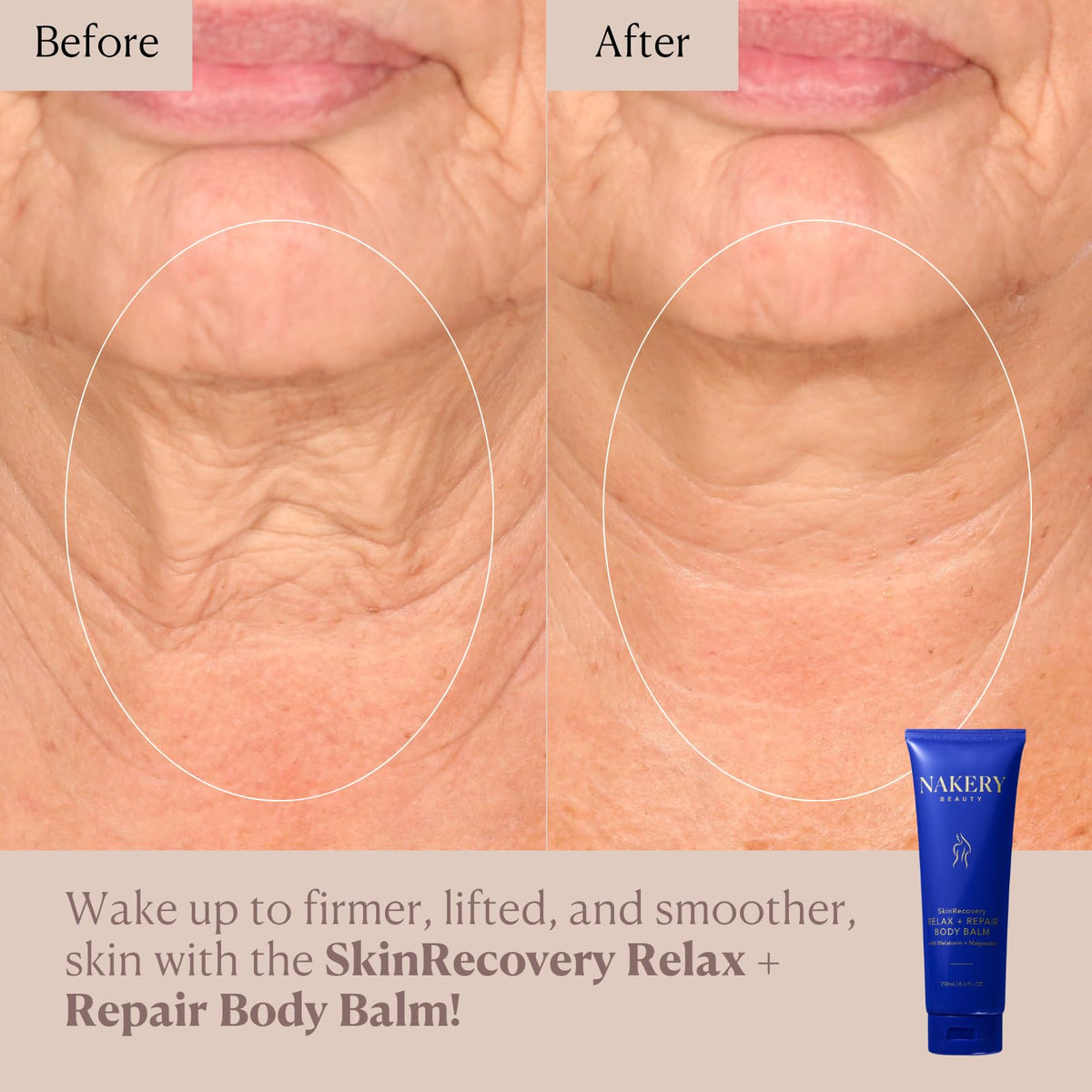 Nakery balm in hand applied to forearm, illustrating easy absorption and hydration