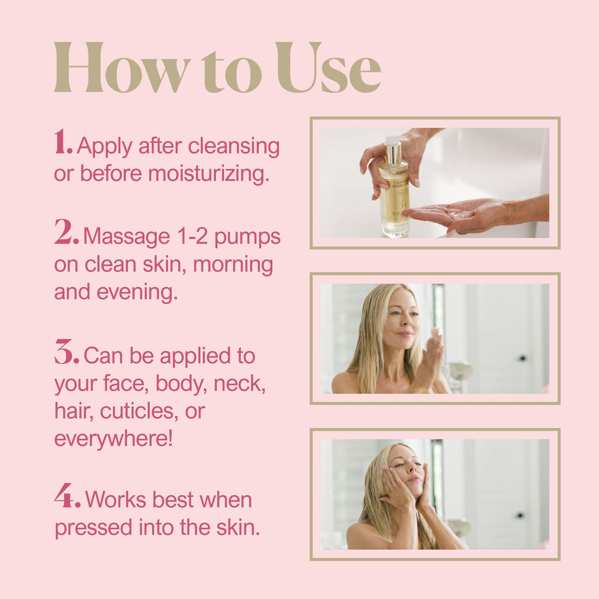 Nakery being applied to face during nighttime routine to boost moisture and tone