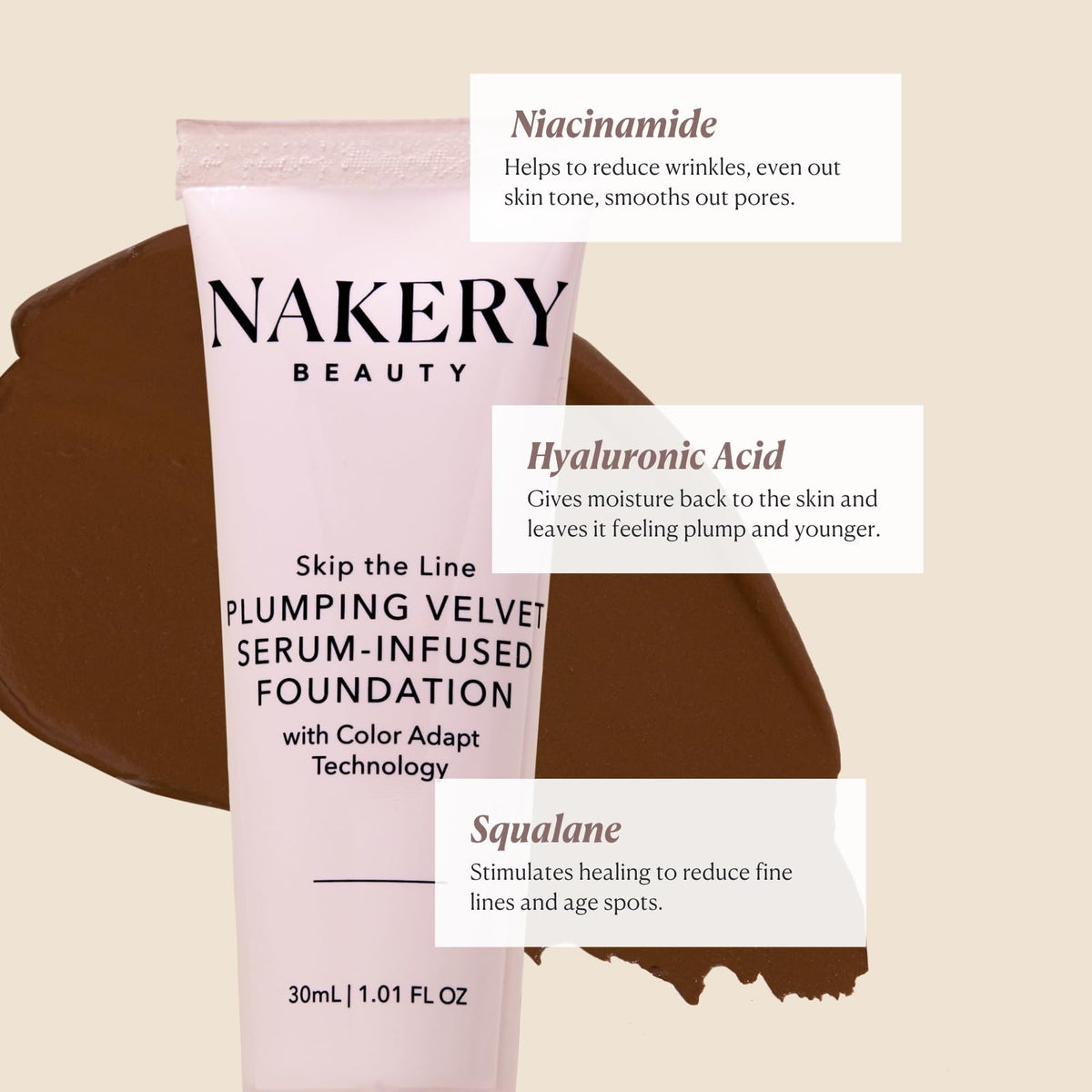 Nakery foundation pump dispensing product to demonstrate easy, mess-free application and portion control