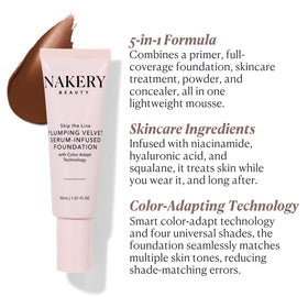 Nakery foundation texture close-up highlighting whipped mousse finish for smooth, blendable coverage
