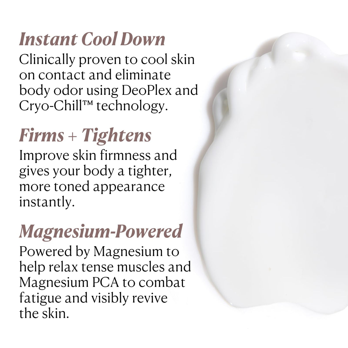 Nakery being applied to an arm to cool hot flashes and soothe skin