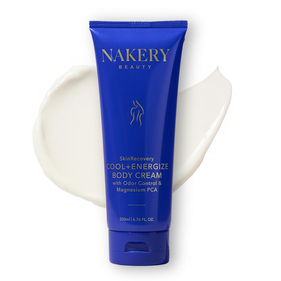 Nakery front packaging showing cooling magnesium body cream for quick relief