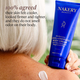 Nakery next to a hand for scale to show travel-friendly tube size