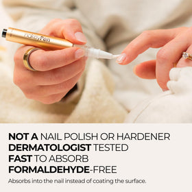 nakeyNails pen on bathroom counter as part of a simple beauty routine