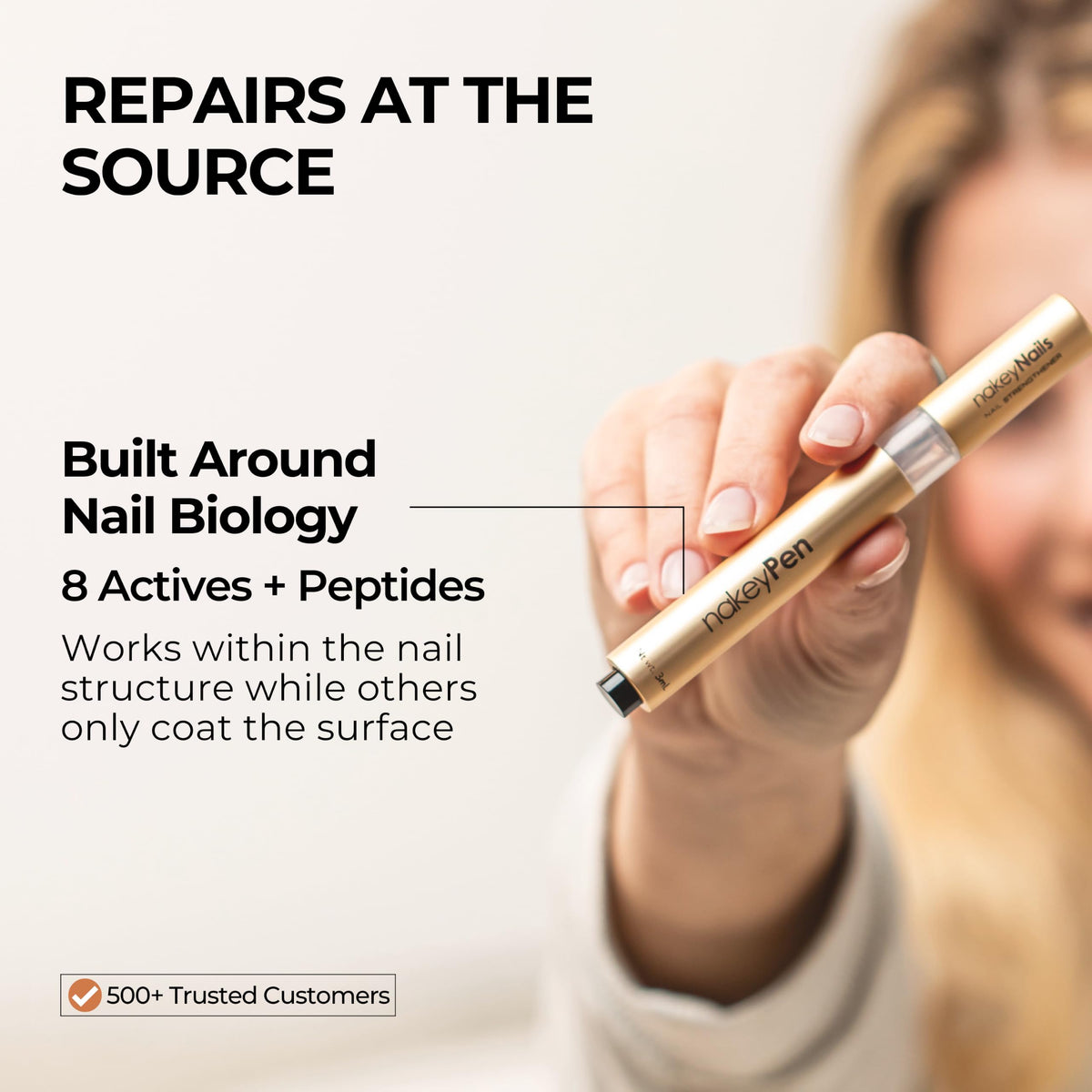 nakeyNails pen in hand applying treatment for easy everyday use