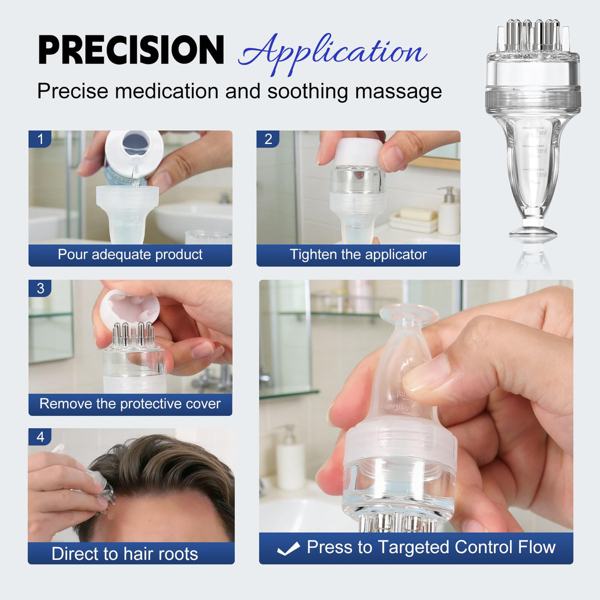 NALIOPI applying solution to patchy beard to support follicle activity