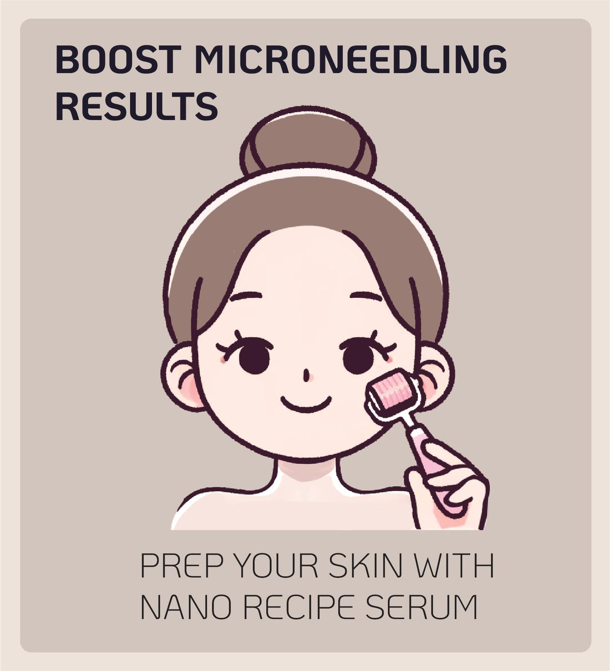 Nano Recipe bottle beside hand to show compact size and dosage