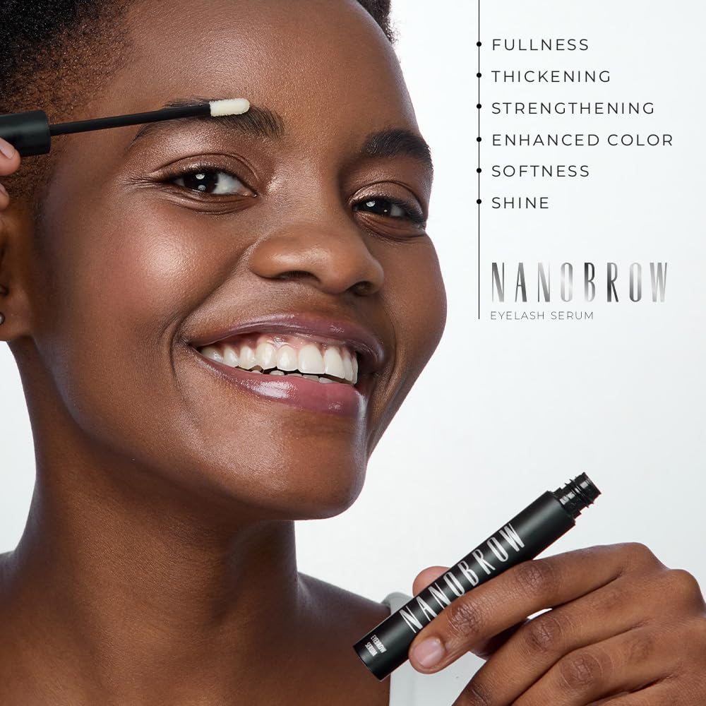 Nanobrow before and after brows comparison illustrating fuller-looking brow result