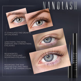 Nanolash tube on vanity in lifestyle setting suggesting daily routine fit