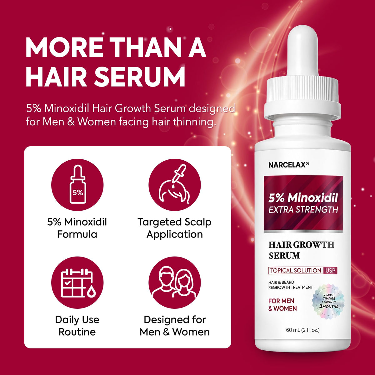 narcelax applied to scalp focusing treatment on thinning crown area for targeted support