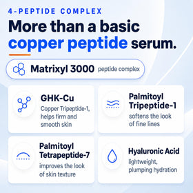 Nardo's Natural bottle label detail highlighting GHK-Cu peptide complex benefits