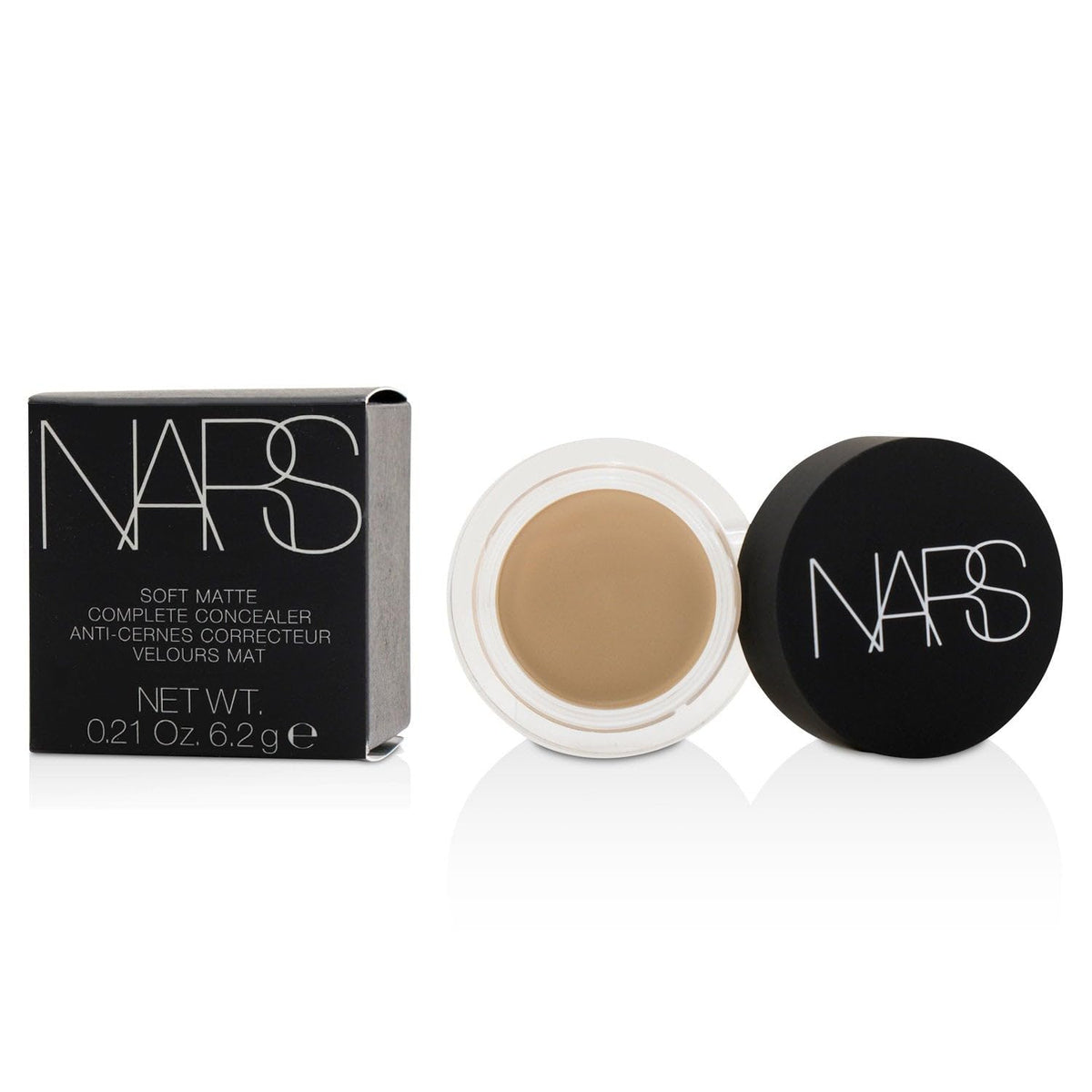 NARS ingredient label close-up listing peptides, hyaluronic acid, vitamins
