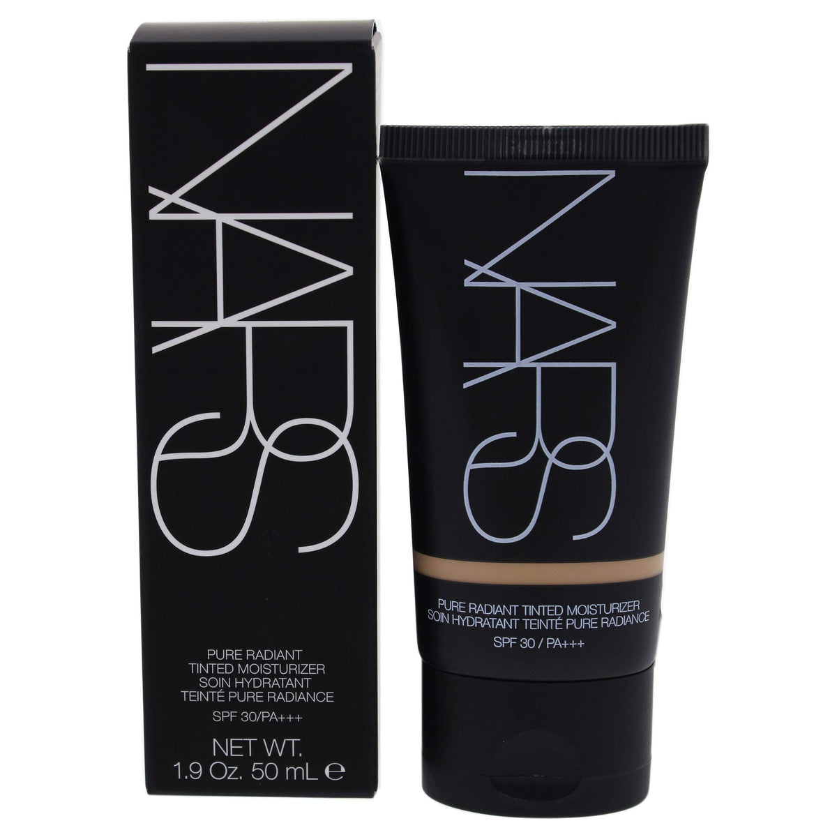 NARS bottle front packaging showing sleek tube and shade Alaska for effortless protection