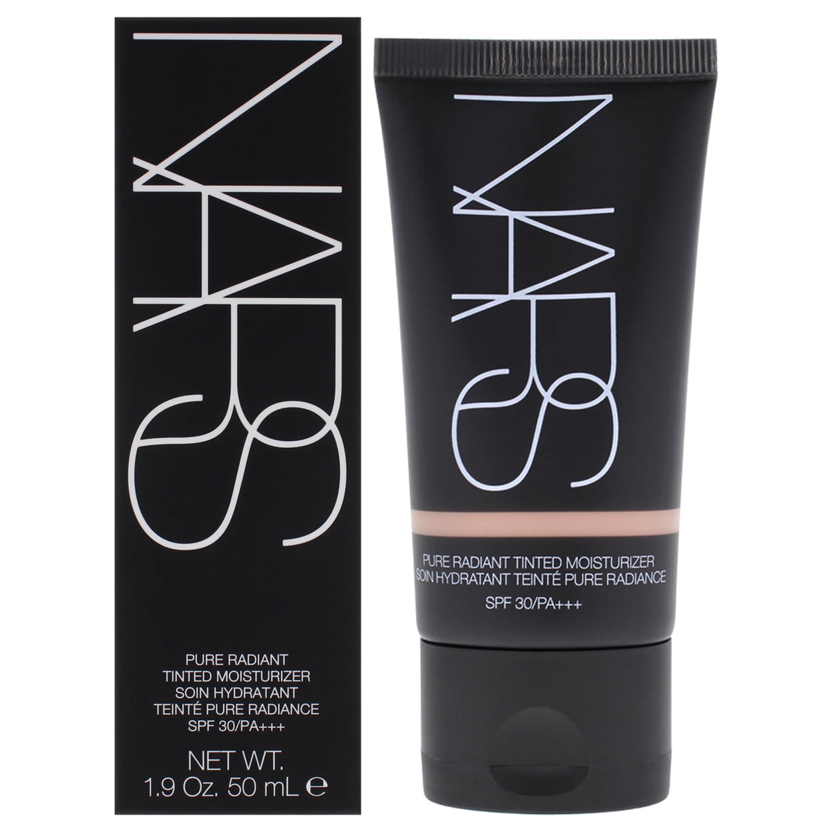NARS product front packaging showing lightweight tinted moisturizer and SPF benefit