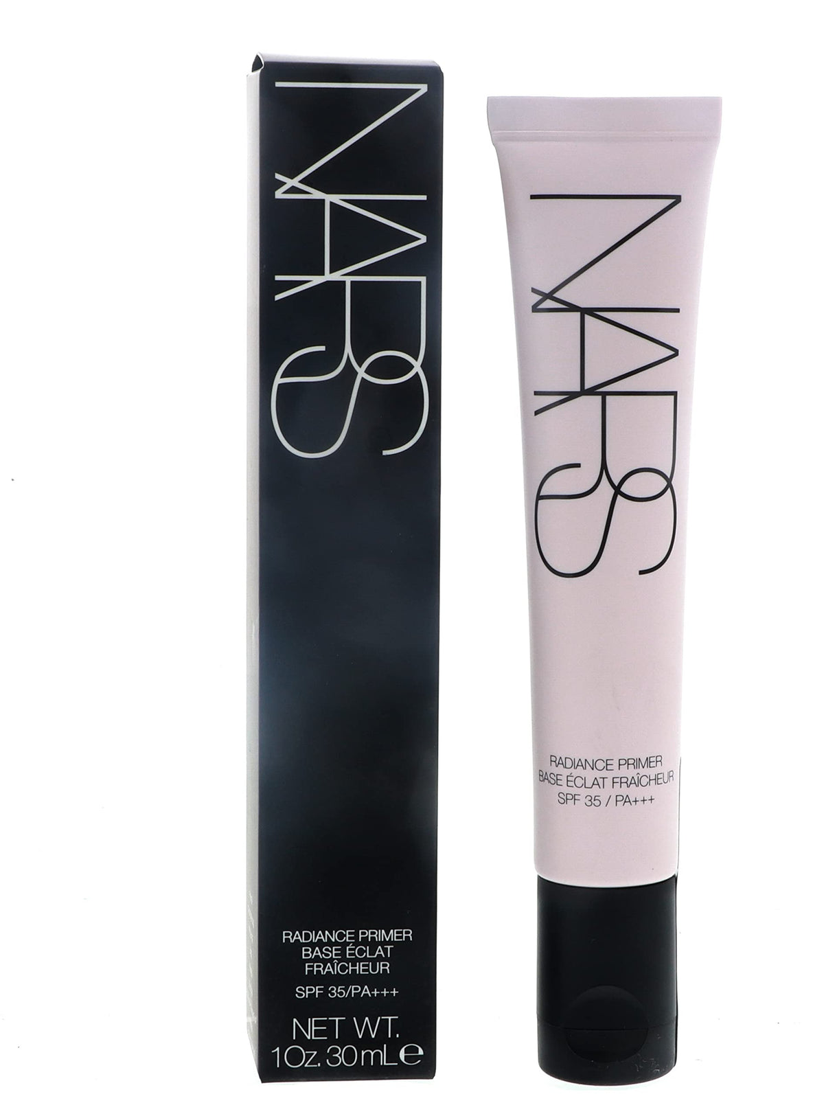 NARS primer front packaging showing SPF 35 and product size benefit: informs shoppers