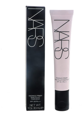 NARS primer front packaging showing SPF 35 and product size benefit: informs shoppers