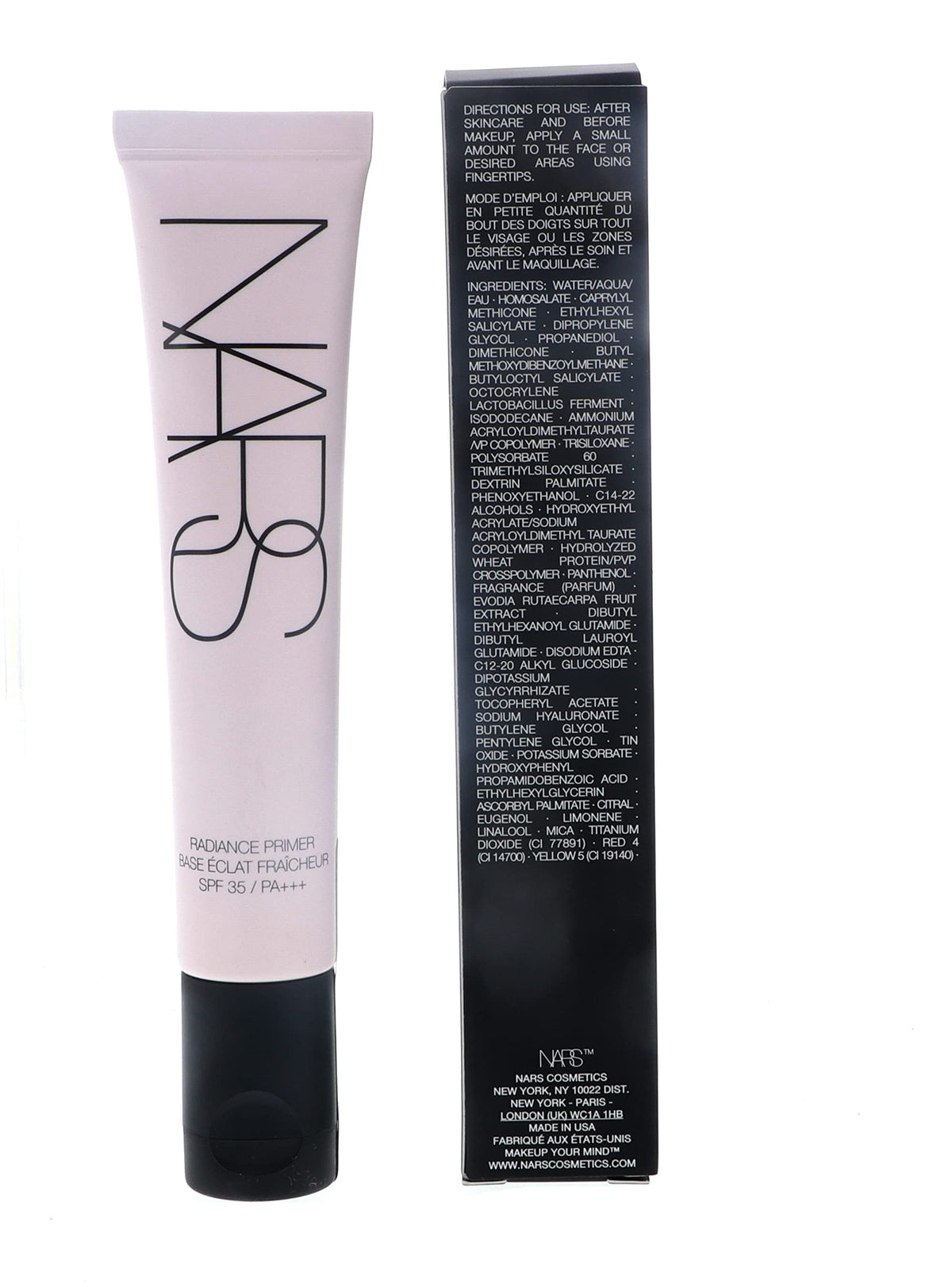 NARS primer next to a common coin showing 1.0 ounce scale for size clarity