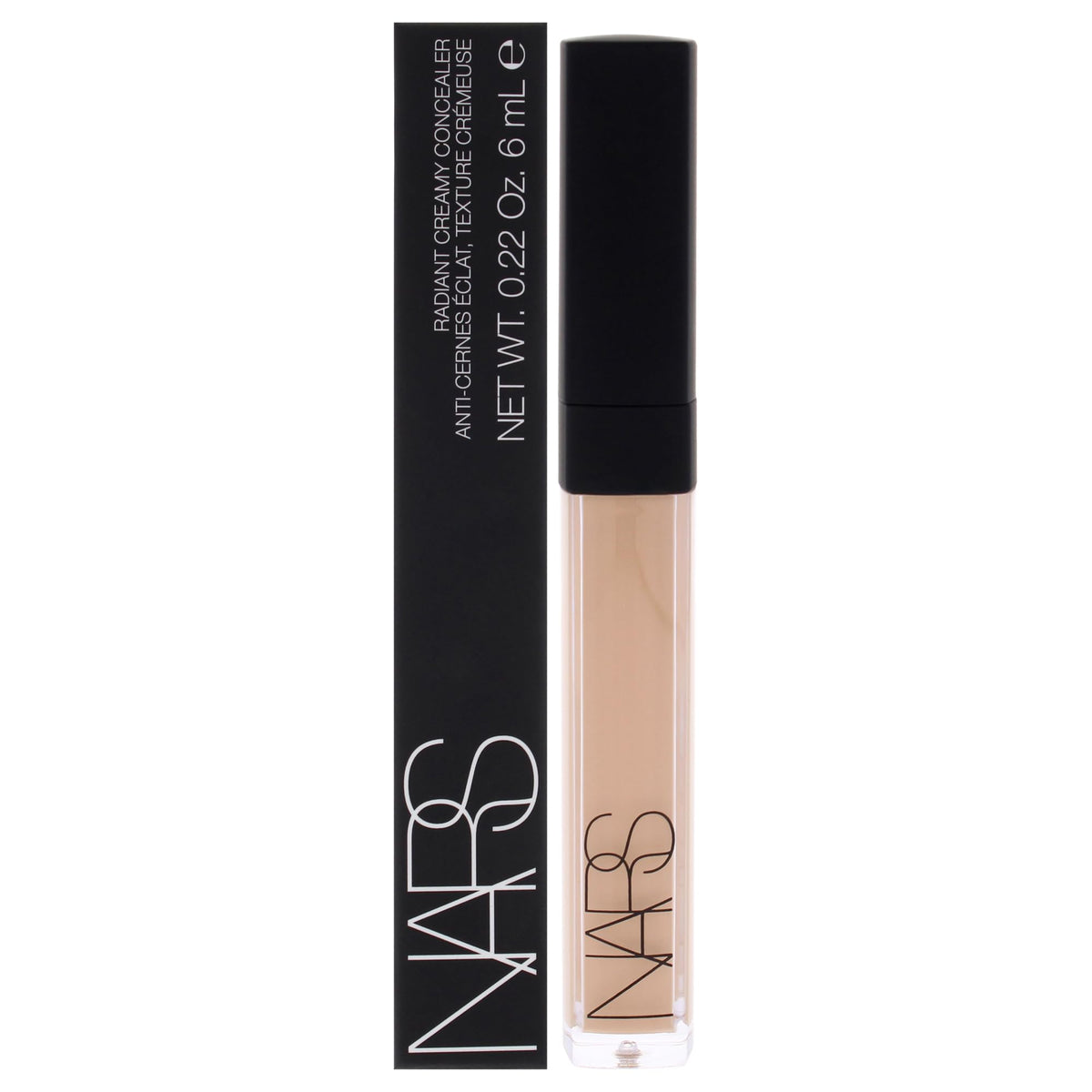 NARS concealer front packaging showing compact 0.22 oz tube and shade label, easy carry benefit