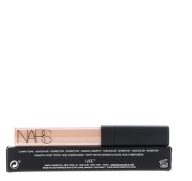 Before and after face close-up showing NARS concealer reducing imperfections visibly