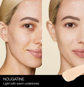 NARS concealer swatch on skin demonstrating Nougatine coverage and natural color correction