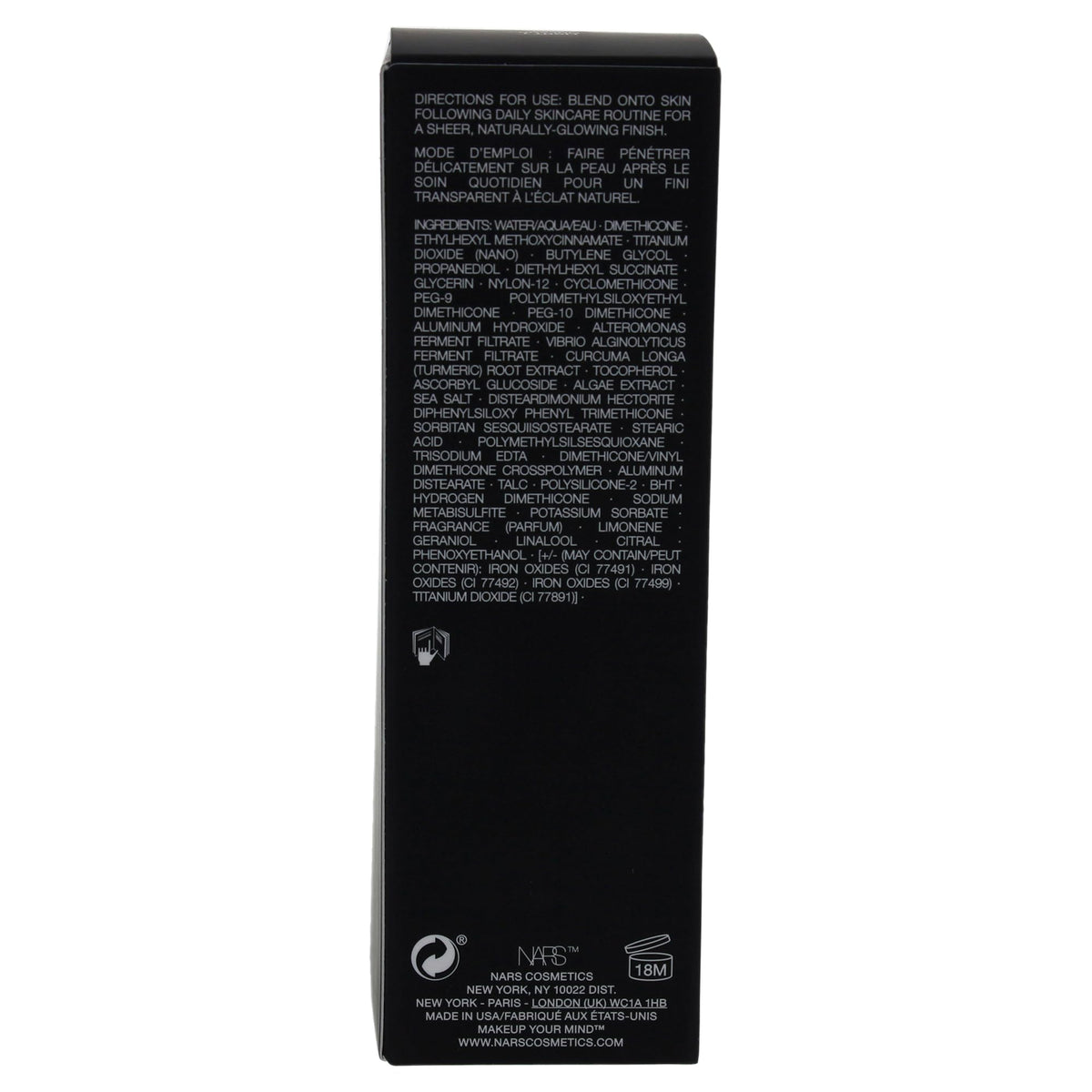 NARS size comparison 1.7 oz bottle illustrating travel-friendly size