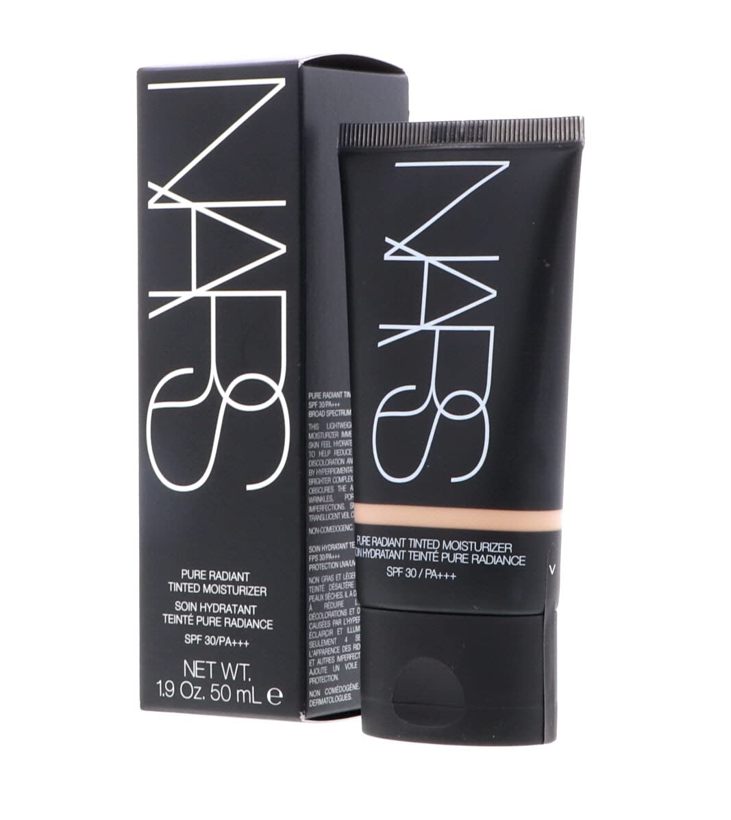 NARS swatch on medium skin showing blendable tint and even coverage benefit