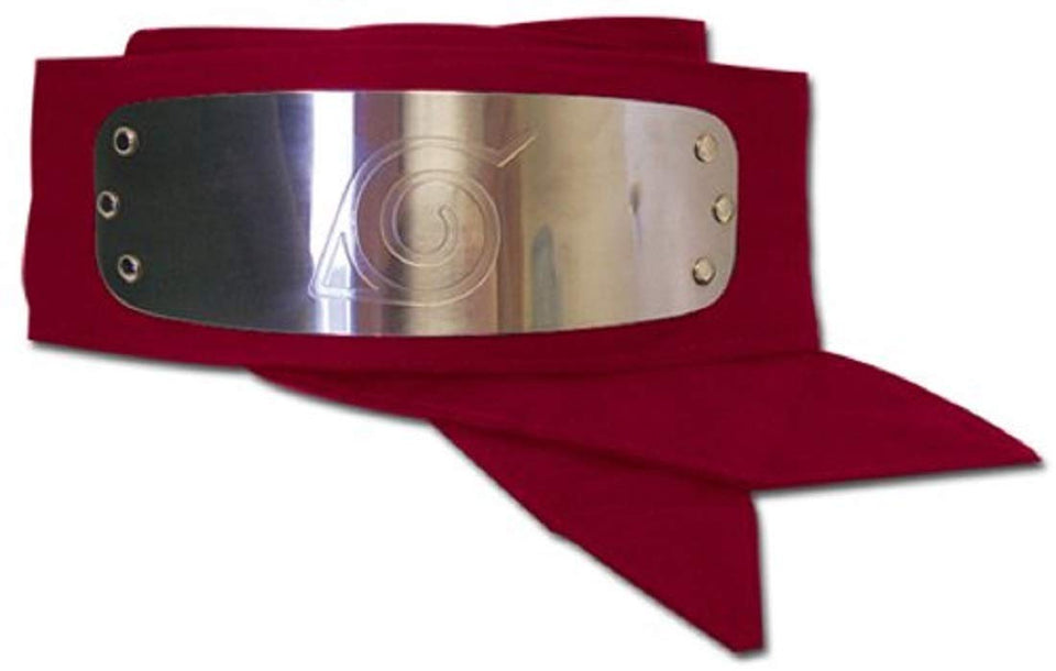 Naruto Rock Lee headband front view showing metal Leaf Village plate for authentic cosplay