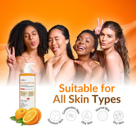 Nasola in-shower lifestyle scene showing brightening body care routine