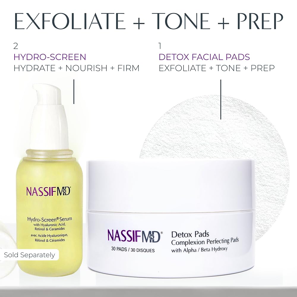 NassifMD pads staged on bathroom vanity for daily routine