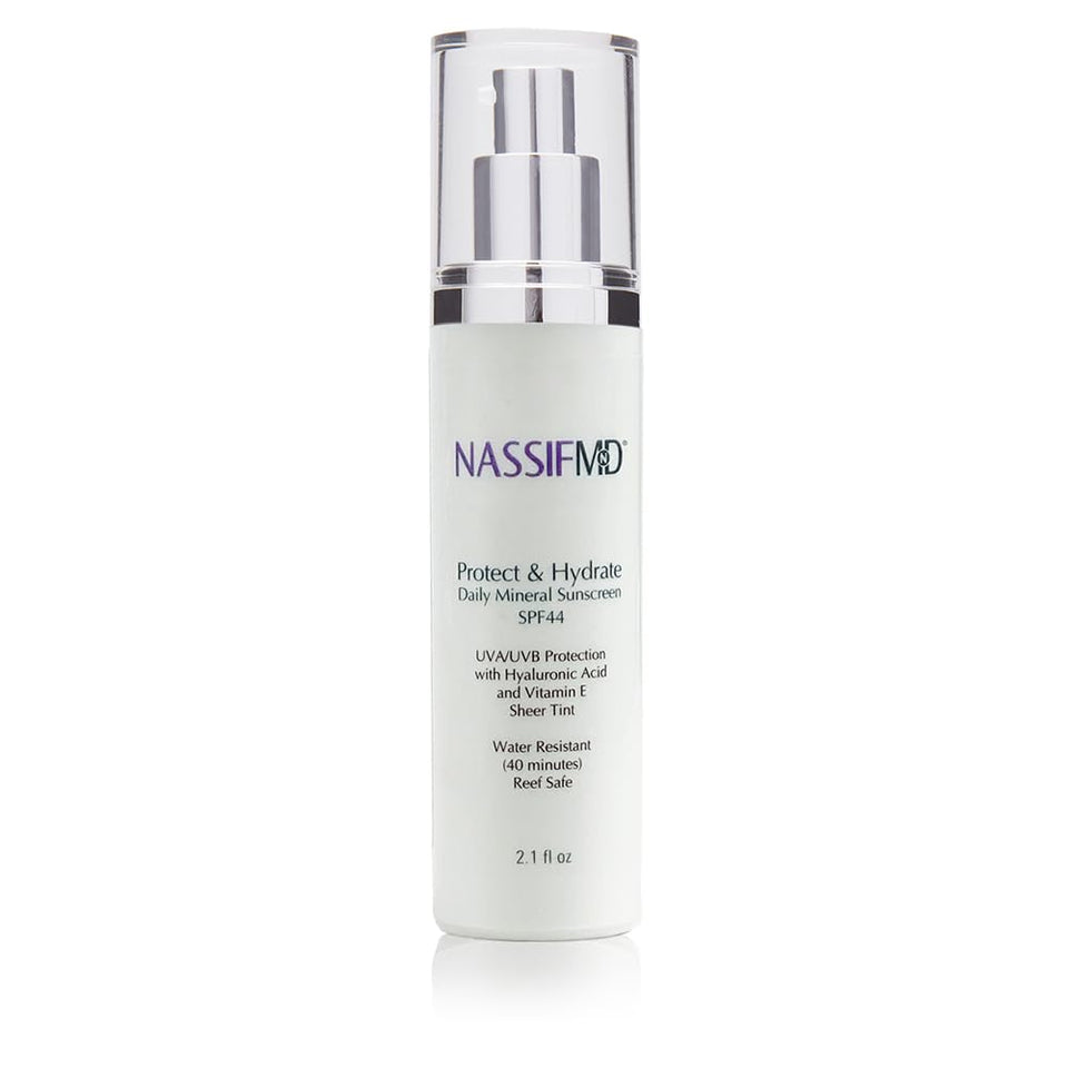 NASSIFMD front packaging showing SPF44 and tinted moisturizer benefits