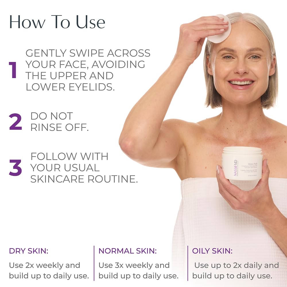 NassifMD pad being applied to cheek demonstrating quick pore-clearing action