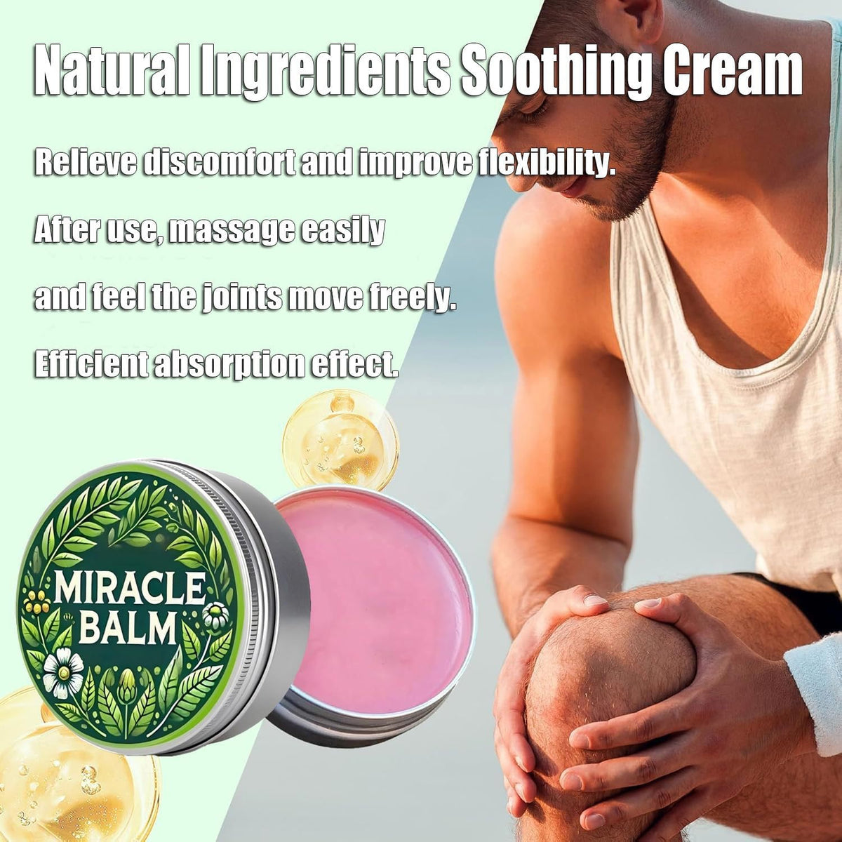 Nasteck Mobile Parts applying balm to calf demonstrating soothing application and cooling relief after standing