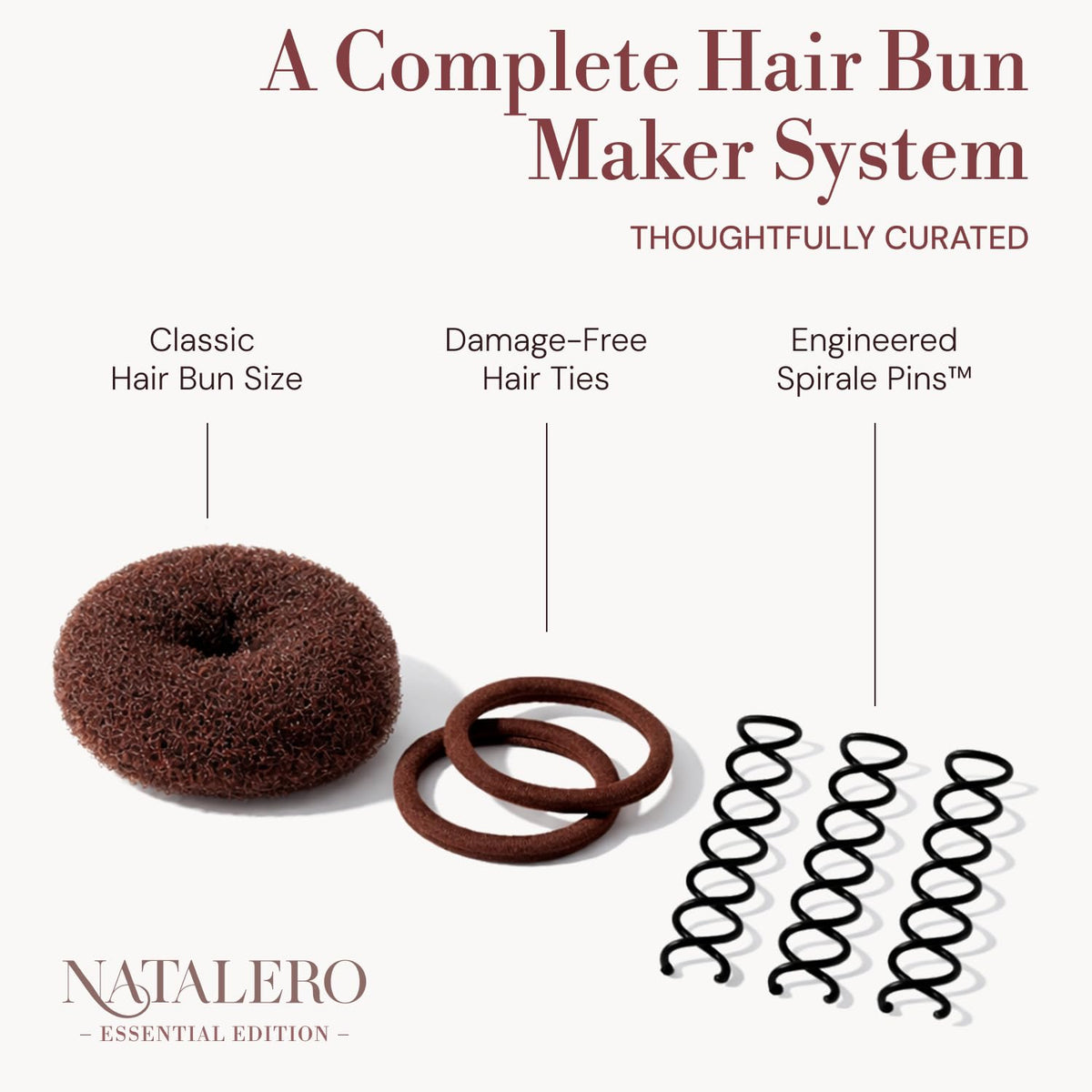 Natalero Spirale hair pins close-up showing secure gentle grip