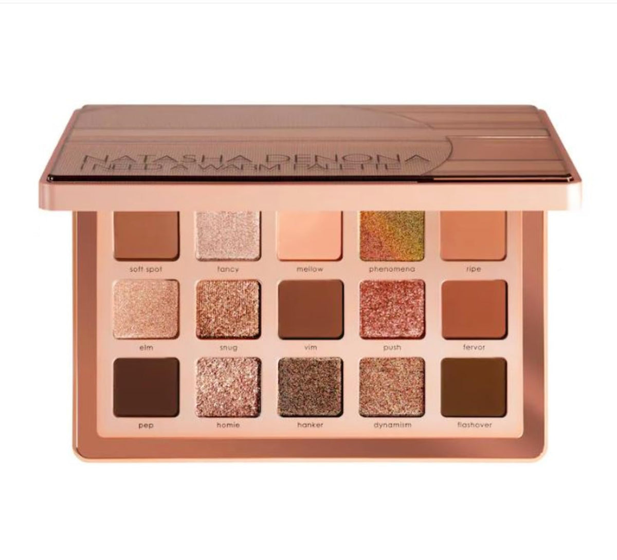 Natasha Denona front packaging showing palette and shade layout for versatile warm looks