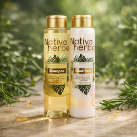 Nativa Herbal after-wash shiny hair result, smoother-looking hair with improved manageability