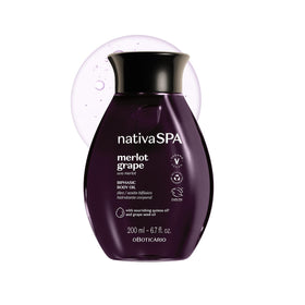 Nativa SPA front packaging showing bottle and merlot grape scent benefit