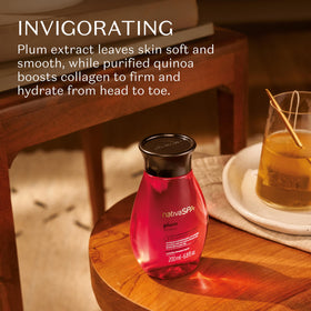 Nativa SPA bottle beside a ruler showing 6.8 ounce scale for size and portability