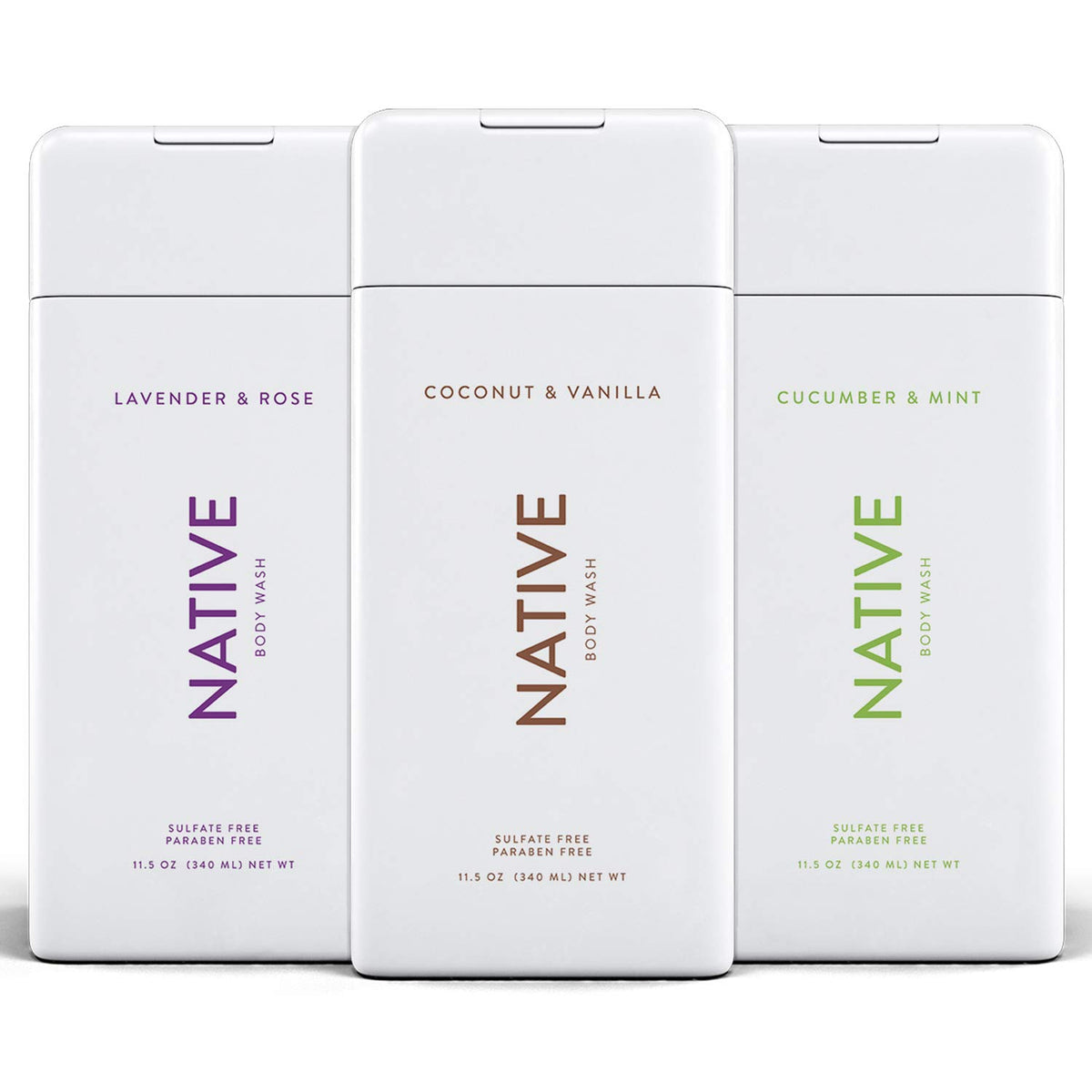 Native 3-pack front packaging showing three bottles and scent variety benefit