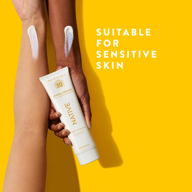 Native sunscreen applied on arm demonstrating even coverage benefit