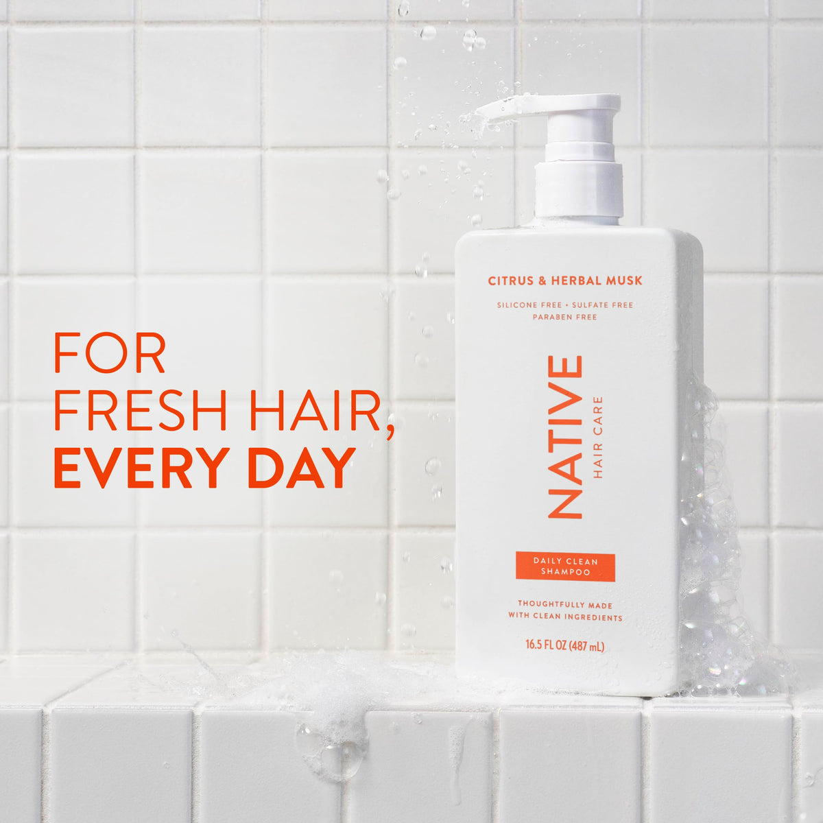 Native bottle closeup label highlighting ingredients and clean formulation benefit