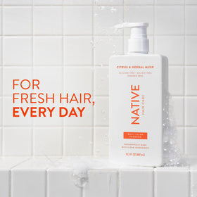 Native bottle closeup label highlighting ingredients and clean formulation benefit