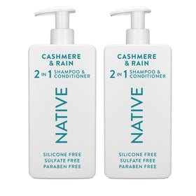 Native front bottle showing Cashmere & Rain 2-in-1 label and clean design