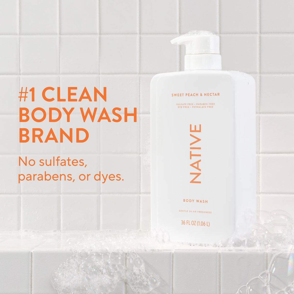 Native label close-up highlighting scent notes and clean-ingredient benefits