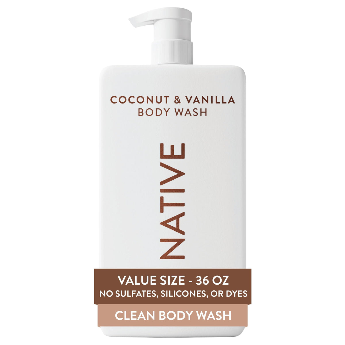 Native bottle front view with pump showing size and convenience
